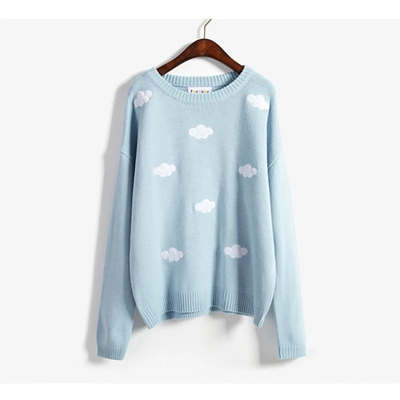 Women Korean Sweet Long Sleeve Punk Thicken Pullover Harajuku Clothing 2020 Women's Cute Loose Clouds Sweater for Women 10897