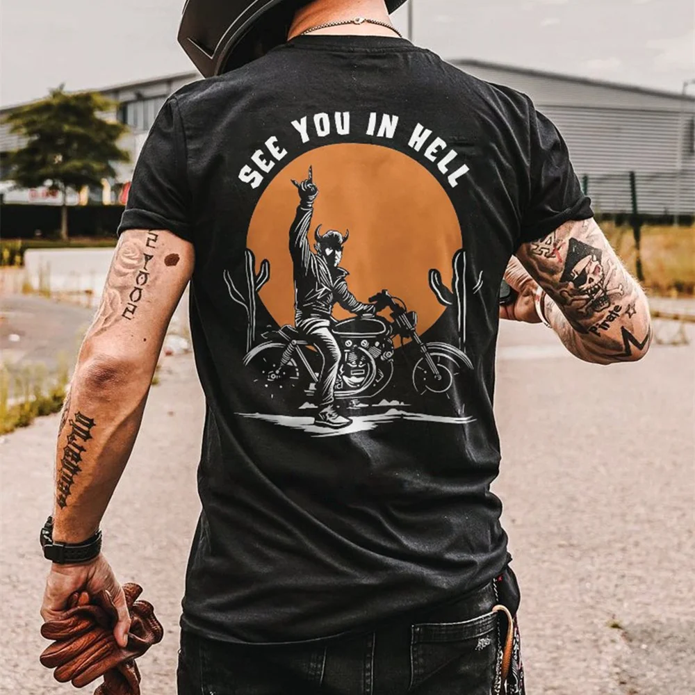 See You In Hell Printed T-shirt -  