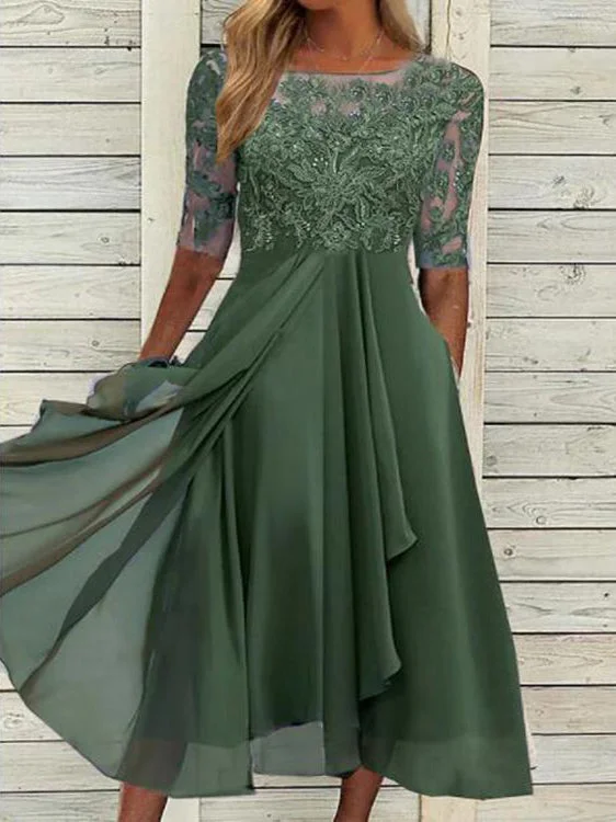Women plus size clothing [Green] Women's Elegant Mother Of The Bride Dress Wedding Guest Dress Bridesmaid Dress-Nordswear