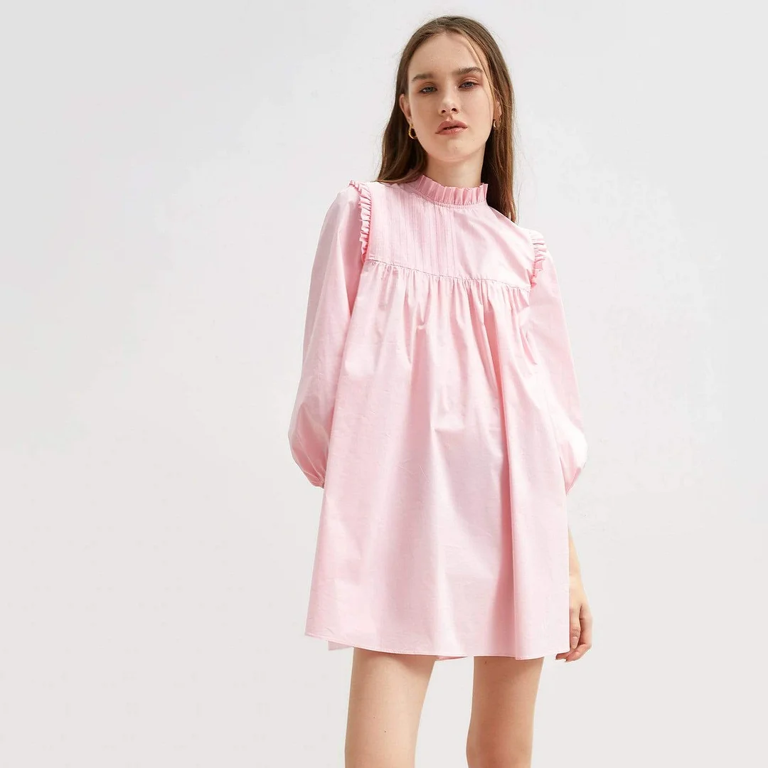 Esther Pink Long Sleeve Mini Dress