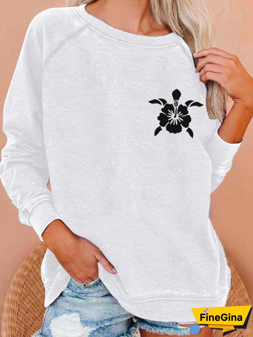 Women's Hawaiian Turtle Print Casual Sweatshirt