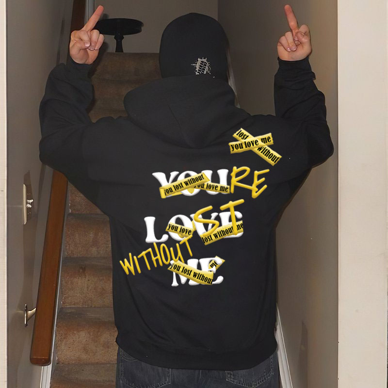 Men's Trendy Casual 'Your Love Me' Graphic Print Fleece-Lined Hoodie