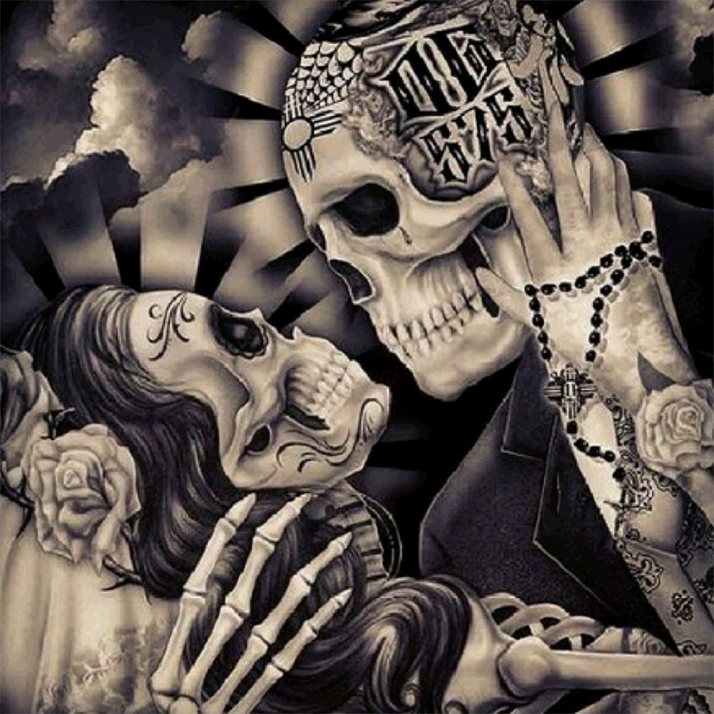 Kissing Skeleton-Paint by Numbers-16"x16"/40x40cm