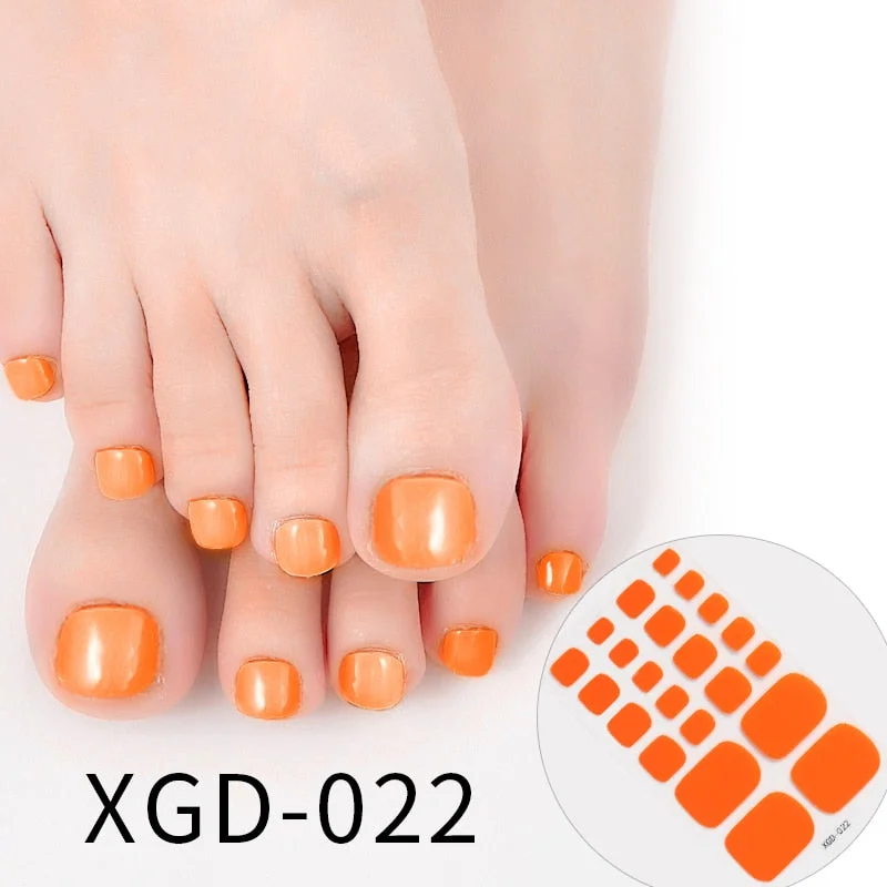 22tips Color Toe Nail Stickers/Strips Nail Art Fake Nails Stickers for Nails Toe Self-Adhesive Feet Stickers Drop Shipping