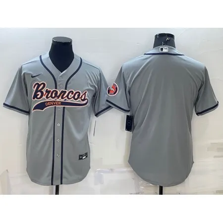 Men's Denver Broncos Blank Grey With Patch Cool Base Stitched Baseball Jersey MBD5