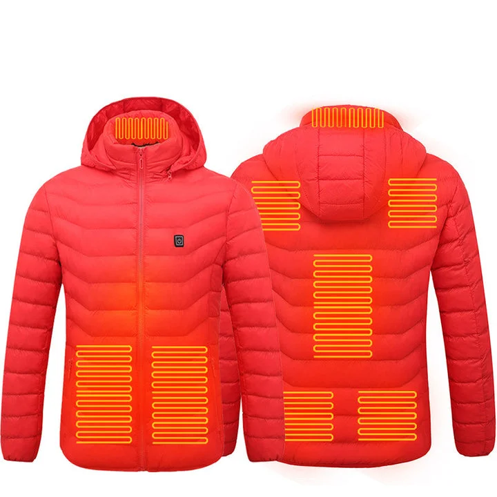 Heated Jacket for Women and Men with Battery Pack 5V Heated Coat Detachable Hood - 9 Heated Zones