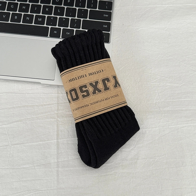 Unisex Sports Solid Color Cotton Crew Socks A Pair