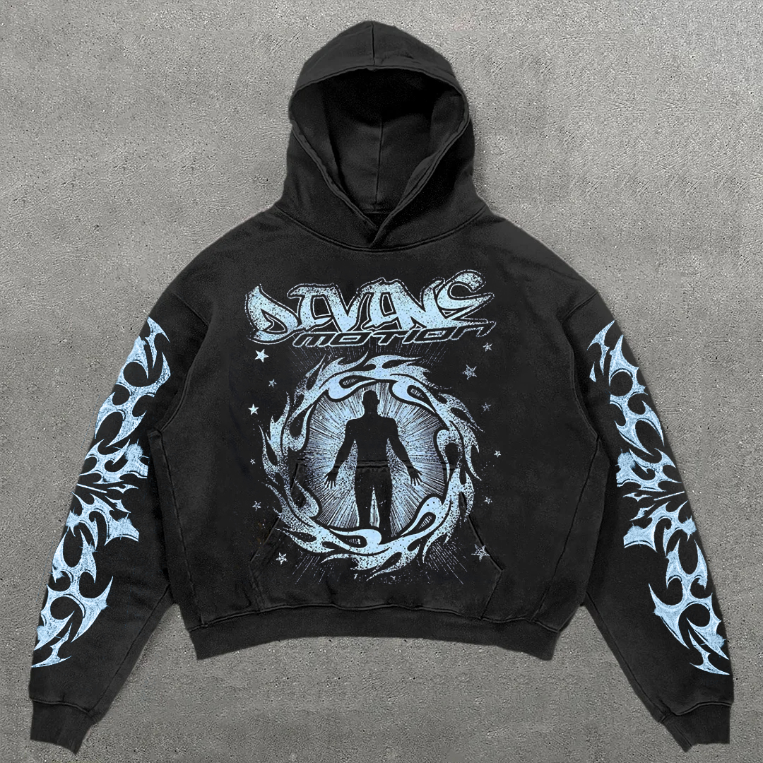 Loveciss®/ Loveciss®/ Personalized Street Flame Print Washed Cotton Men'S Hoodie