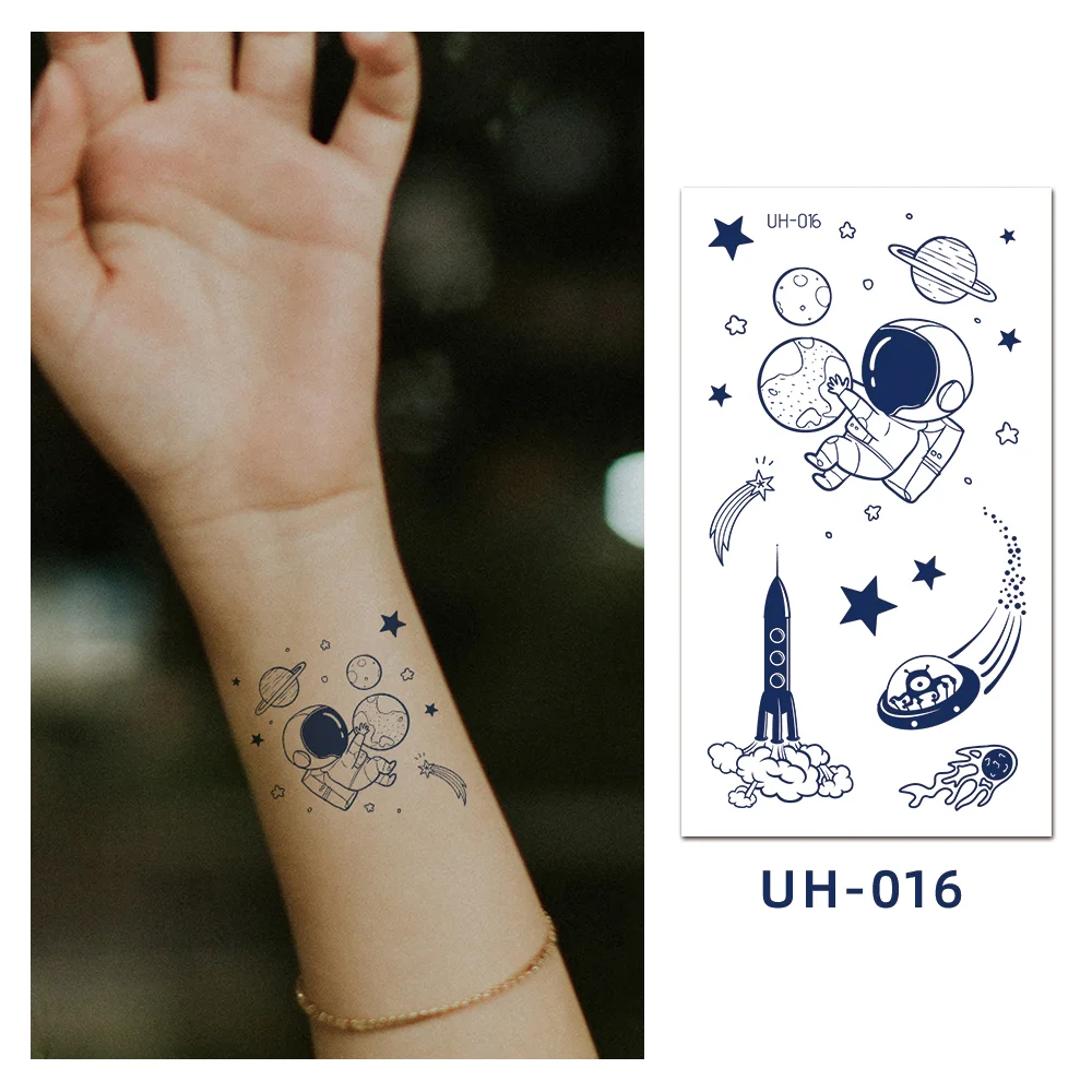 Sdrawing Stickers Semi-permanent Juice Lasting Tattoo Blue Butterfly Fake Waterproof Tattoos Temporary Women Arm Chest Body Art