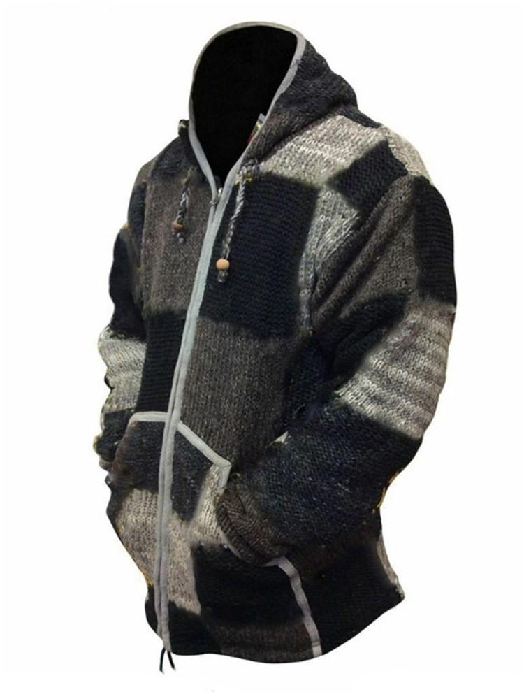 color block patchwork standard slim casual sweater