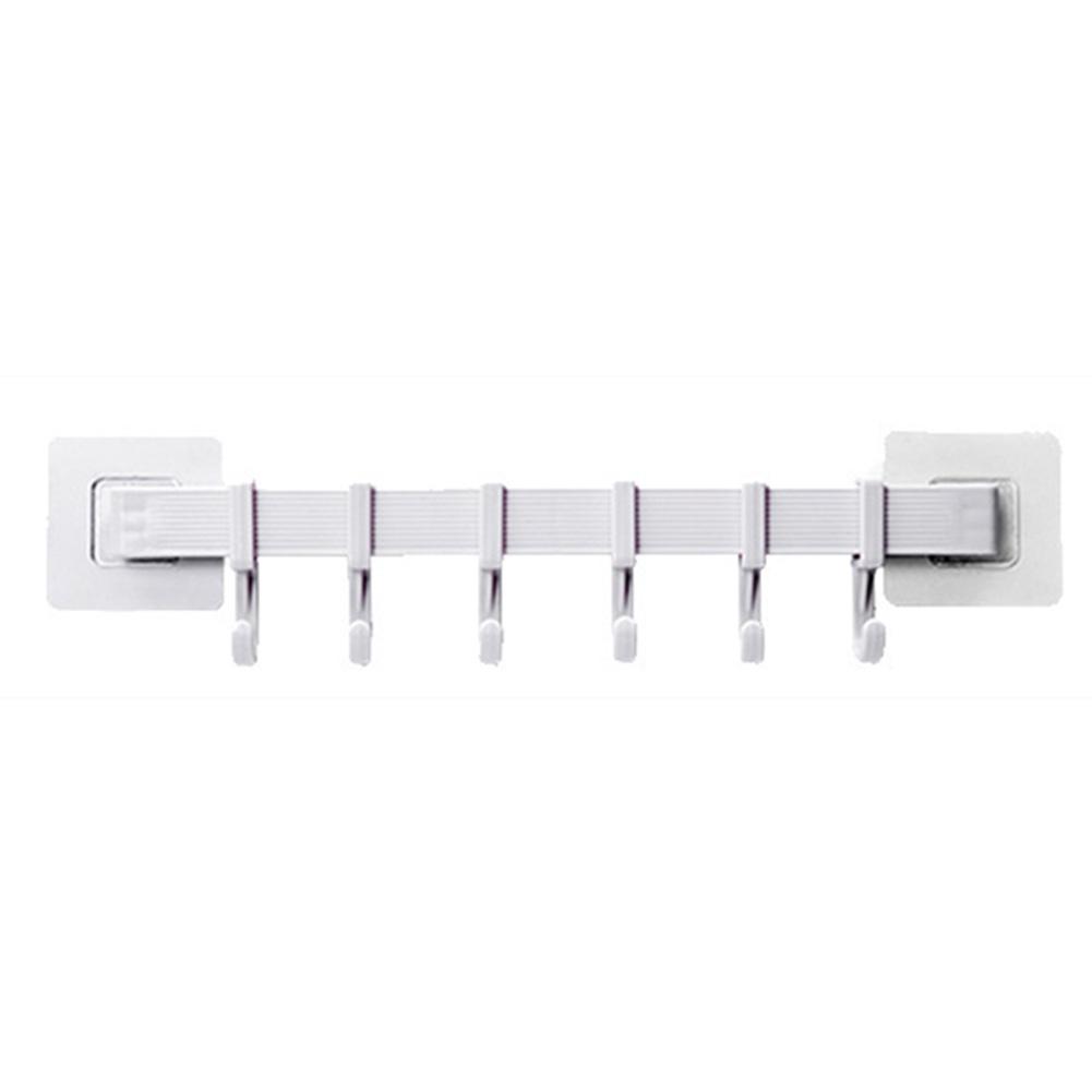 

6 Even Row of Hook Nail-Free Adhesive Rack Wall Hanger Shelf Kitchen Holder, 501 Original