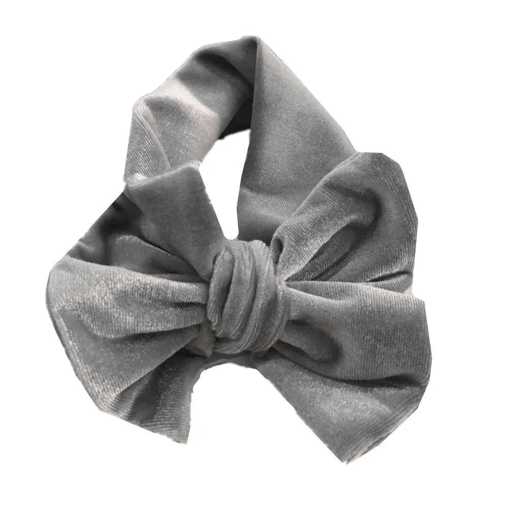 2019 Brand New Baby Toddler Kids Girls Bow Hairband Velvet Turban Knot Cotton Headband Solid Candy Color Headwear Gift 3M-12T