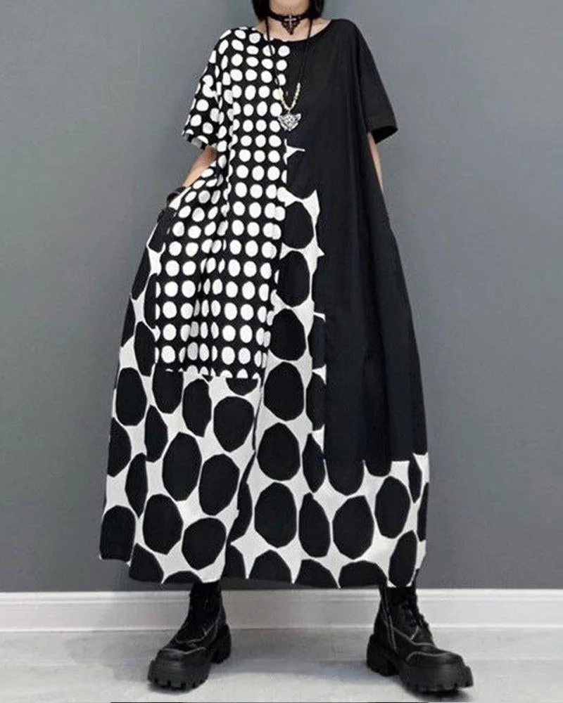 Large Dot Loose Casual Dress