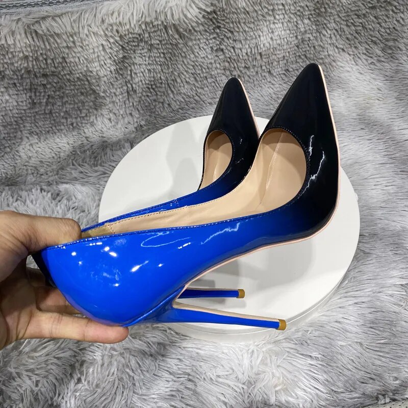 Gradient Colors Pointy Toe High Heel Party Shoes Comfortable Stiletto Pumps