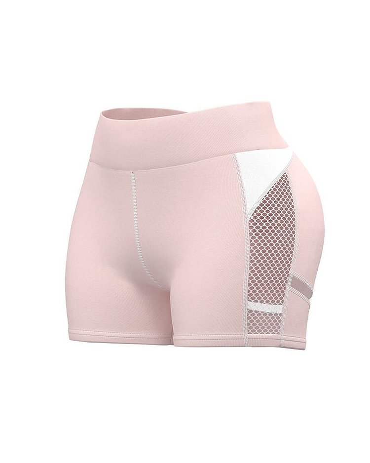 Colorblock Mesh Insert Ruched Sports Shorts - Shop Trendy Women's Clothing | LoverChic