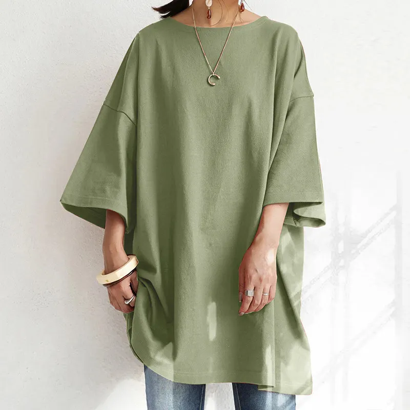 Minimalist Cotton Linen Solid Color T-Shirt