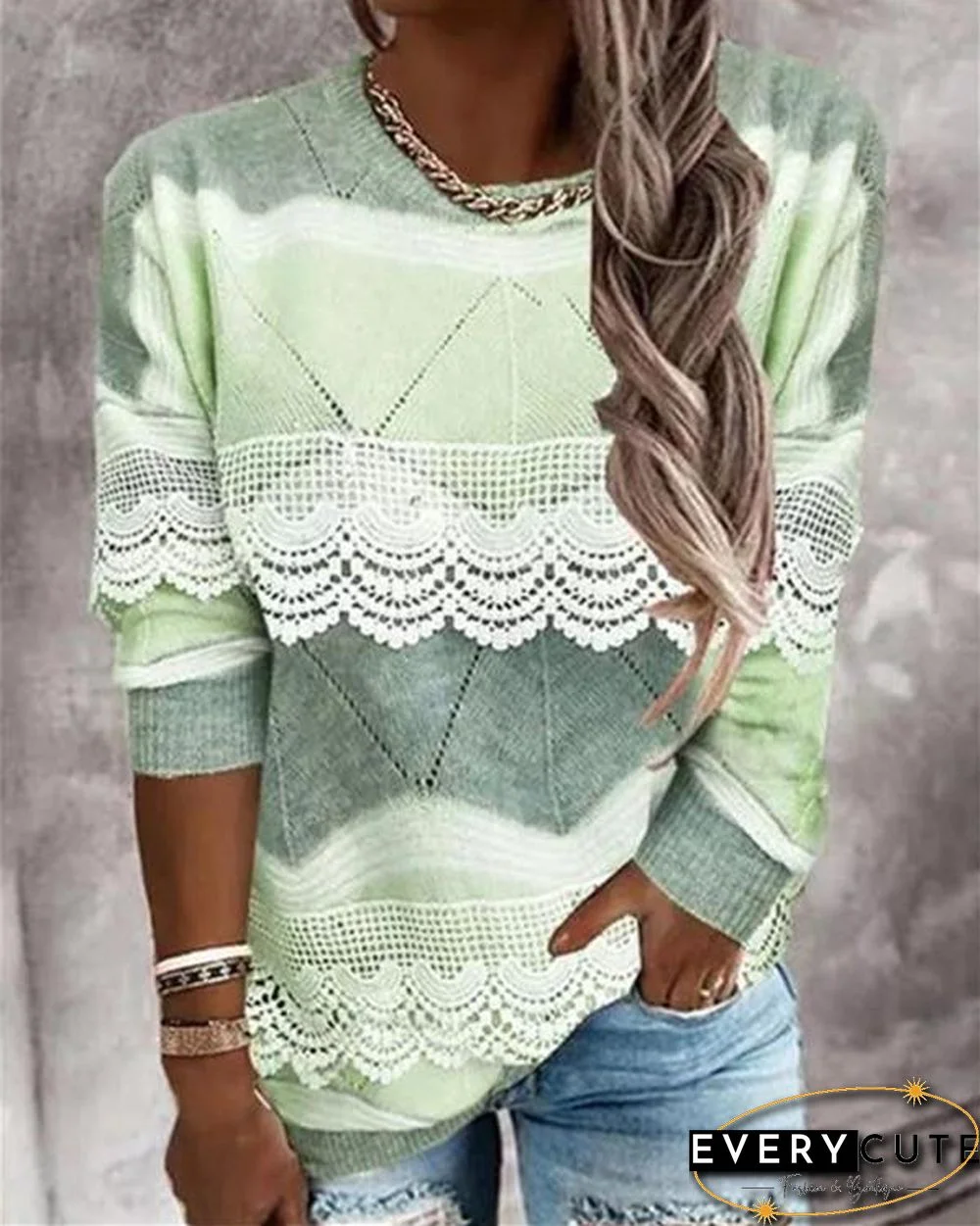 Round Neckline Pullover Casual Regular Top