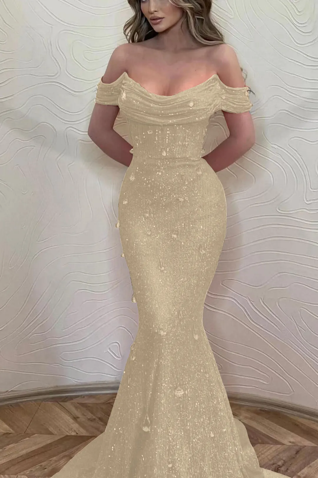 Cute Mermaid One Shoulder Orange Sequins Prom Dresses with Slit main image 0
