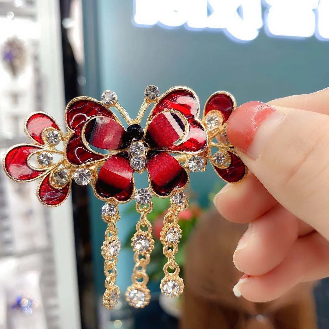 Butterfly tassel gripper hairpin