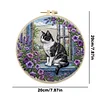 Window Cat-DIY Embroidery Kit with Pattern Cotton Threads Needles Hoop 30*30cm