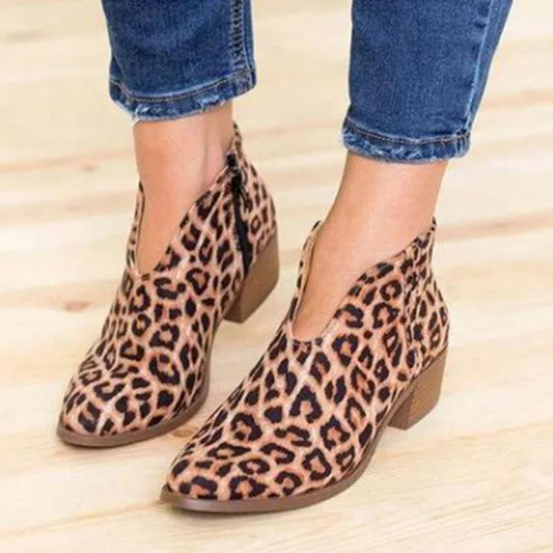Deep V sexy Martin boots thick heel casual women's boots