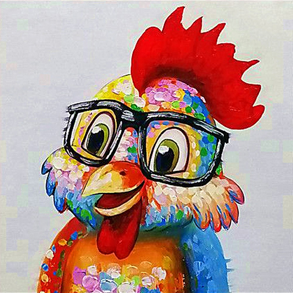 

30*30CM - Round Drill Diamond Painting - Glasses Chicken, 501 Original