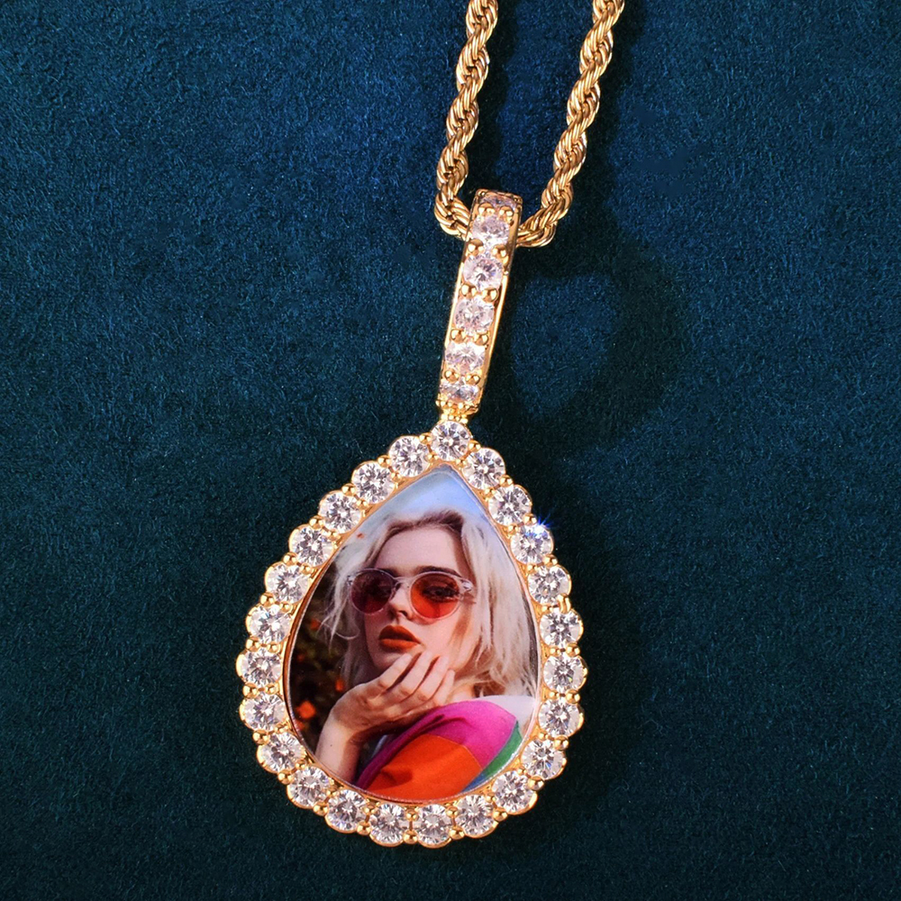 Custom Picture Water Drops Shape CZ Stone Pendants