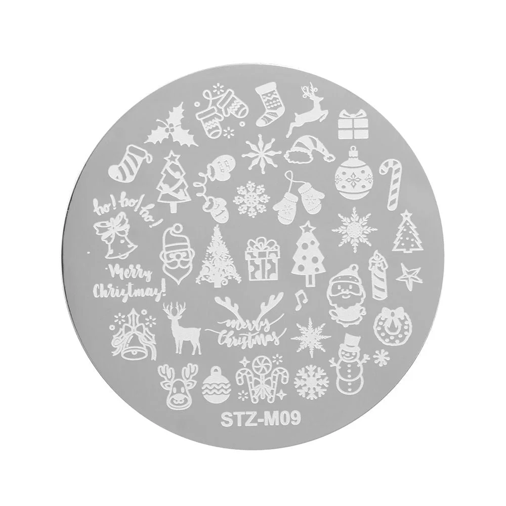 Christmas Nail Stamping Plates Polish Templates Snowflake Winter Design Stencils Molds Manicure Nail Stamp Tools Manicure Tools-Nail Inspo