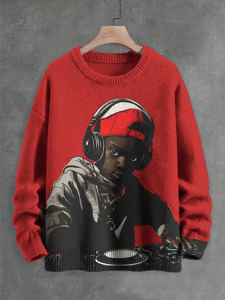 Men's Little Boy DJ Print Knit Sweatshirt
