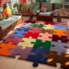 Puzzle Rug Handtufed Rug 100% Made with Newzealand Wool 