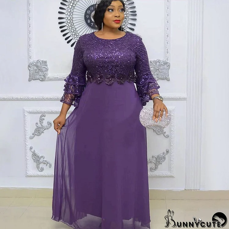 African women's clothing Plus Size lace chiffon dress