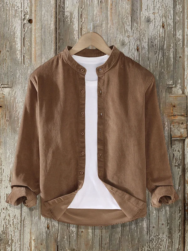 Men's retro solid color shirt top jacket