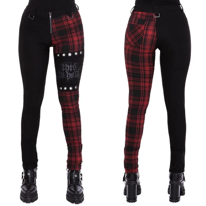 Women Plaid Pants High Waist Gothic Punk Pant Spring Summer Streetwear Woman Fashion Zipper Y2k Long Bottoms Pants Trousers