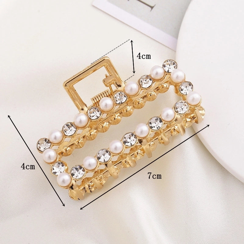 Minimalist Solid Color Alloy Inlay Rhinestones Hair Claws 1 Piece