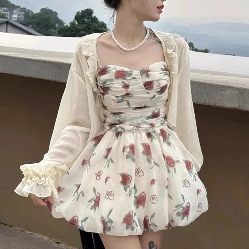 Aiertu - Ruby Rose Millefeuille Pastry Dress Kawaii Academia Y2K Cottagecore Coquette Fairycore Dollette Princesscore Aiertu