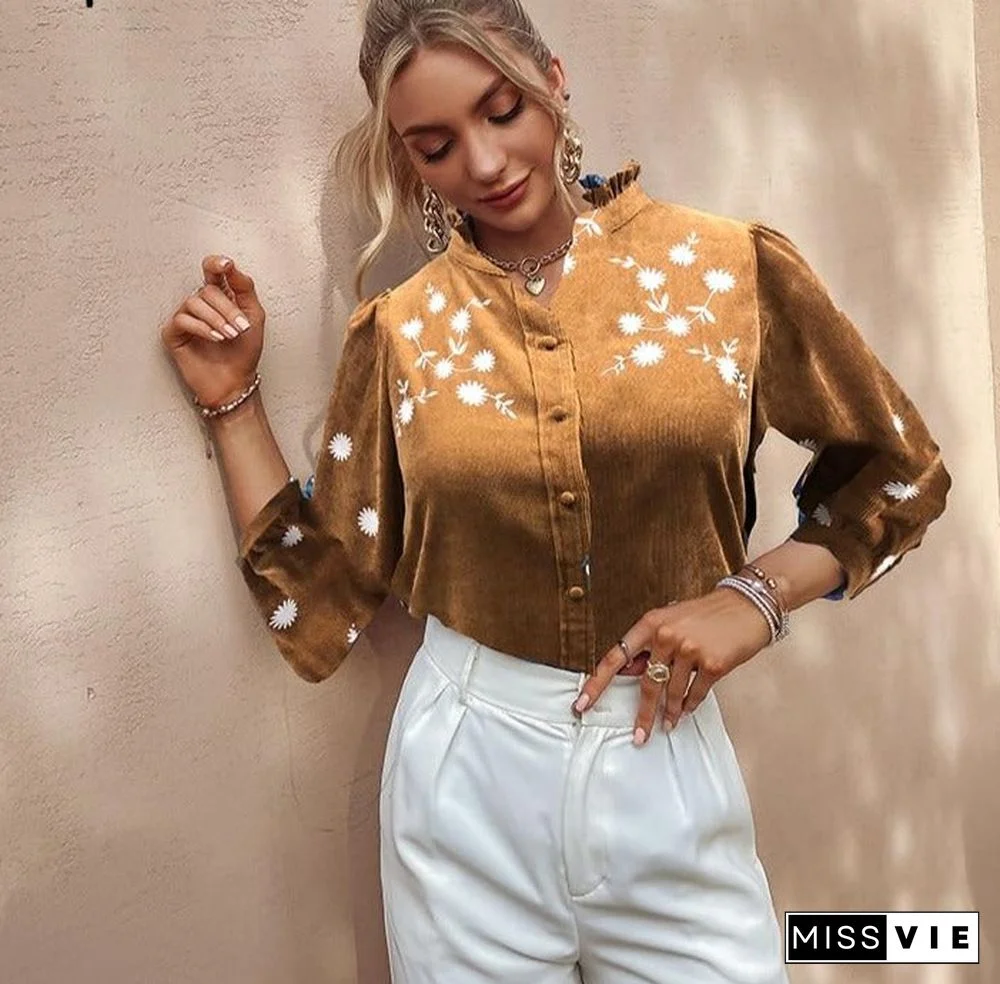 Office Lady Turtleneck Polka Dots Women Blue Shirt Autumn Causal  Ladies Skinny Top Female Regular Sleeves Blouse