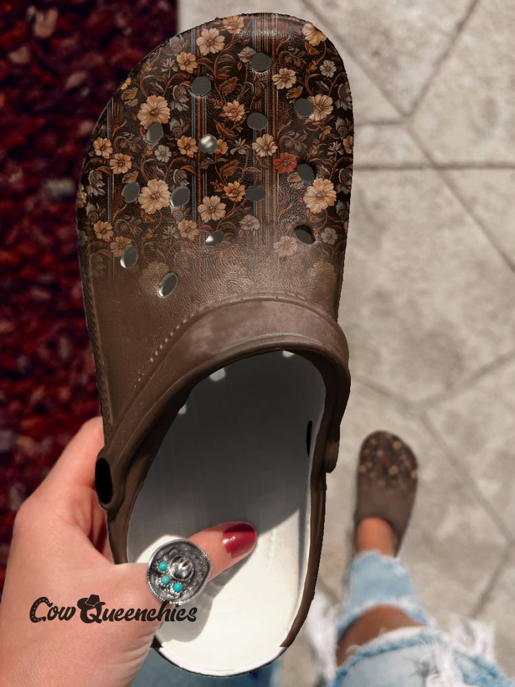 Floral Brown Crocs Multicolor / 36