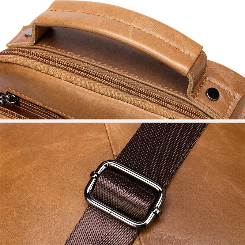 Organizational Layout Top-Handled Genuine Leather Adjustable Strap Sling Bag
