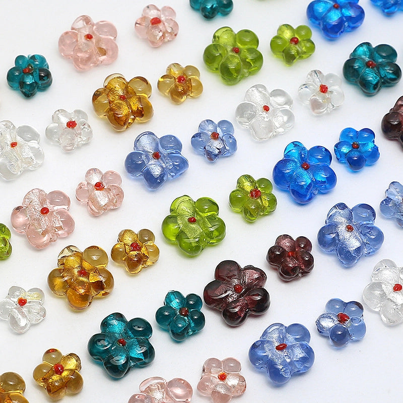 10 PCS/Package 14mm 19mm Glass Flower Jewelry Accessories