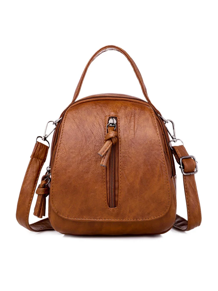 Fashion Women Soft PU Leather Messenger Bag Casual Small Handbags (Brown)
