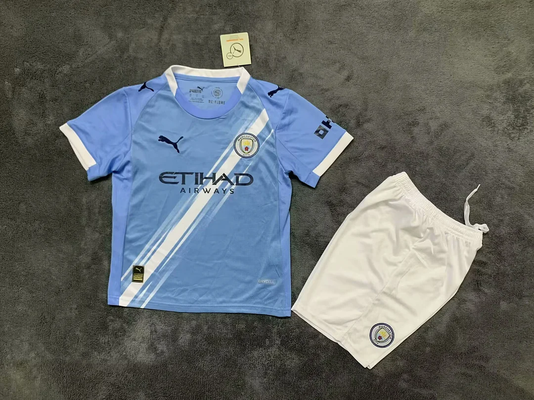 25/26 Manchester City Home Kids Kit Football Shirt Thai Quality