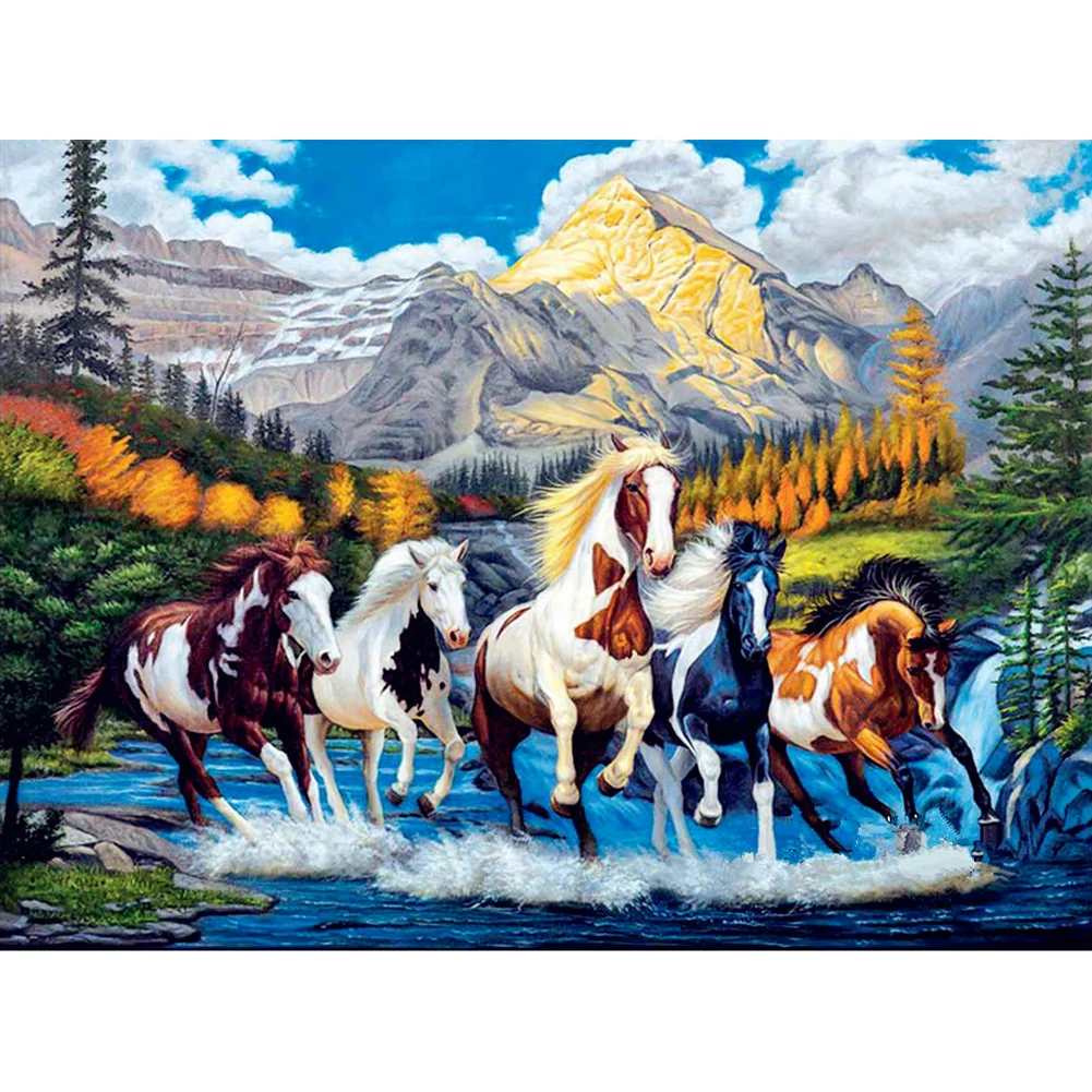 Diamond Painting - Full Round/Square Drill - Running Horse(30*40 - 50*60cm)