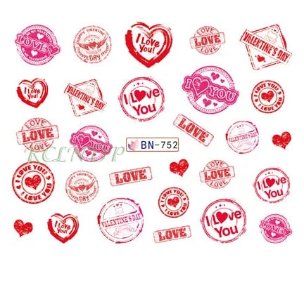 Nail sticker art decoration slider love heart adhesive design Water decals manicure lacquer accessoires polish foil
