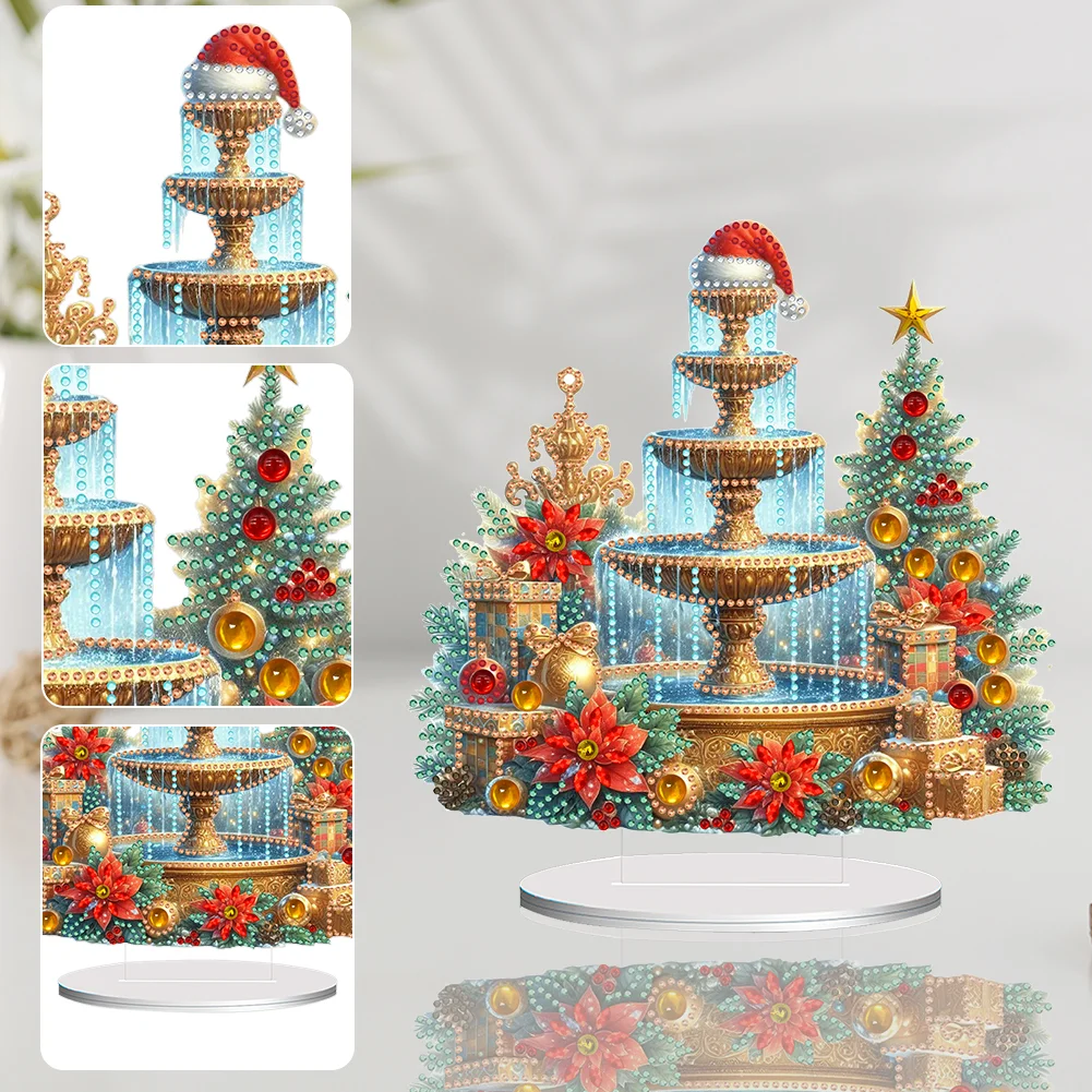 DIY Christmas Fountain Acrylic Special Shaped Diamond Painting Desktop Decor