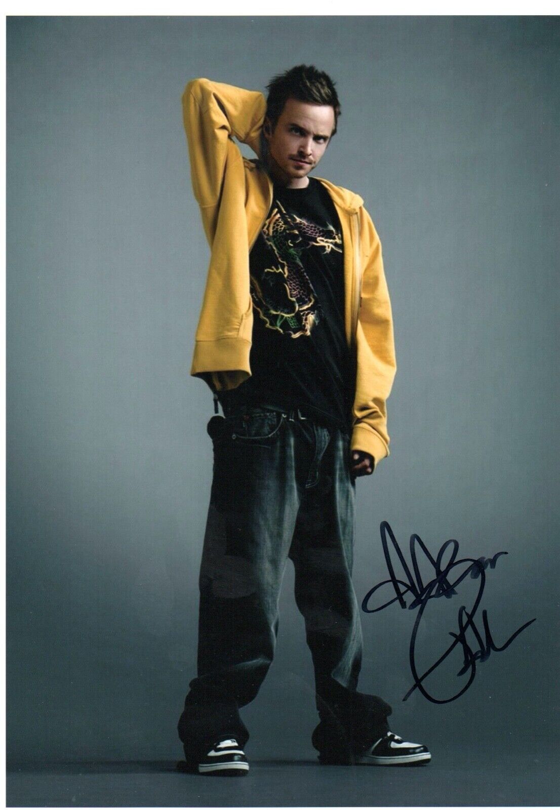 AARON PAUL BREAKING BAD SIGNED Photo Poster painting 12 X 8 AUTOGRAPH C/W Photo Poster painting PROOF SIGN DETAI