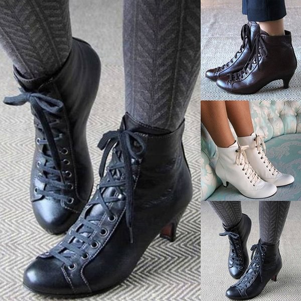 Winter Women White Black Gothic Punk Ankle Boots High Heel Martin Boots Plus Size 34-43 - Shop Trendy Women's Clothing | LoverChic