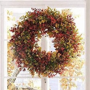 Artificial Red Boxwood Wreath Beautiful Fall Wreaths