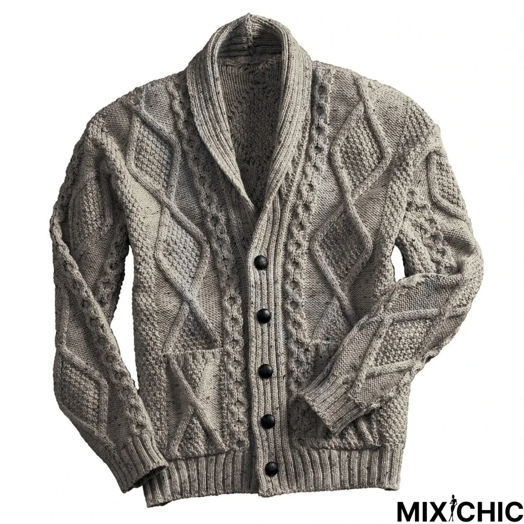 Men's Sweater Solid Color Long Sleeve Lapel Cardigan Coat Sweater