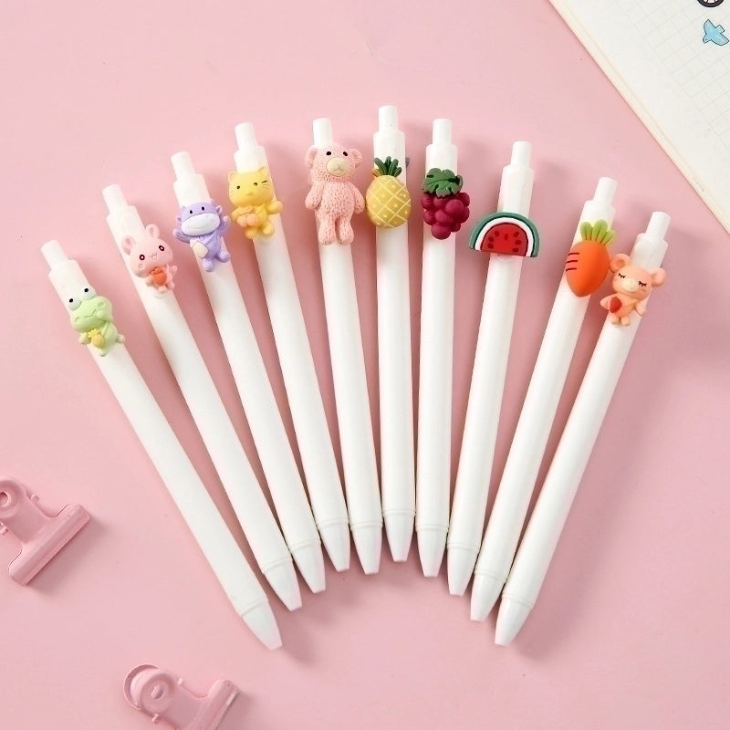Cartoon Fruit/animal Shaped Decor Push-type Gel Pen