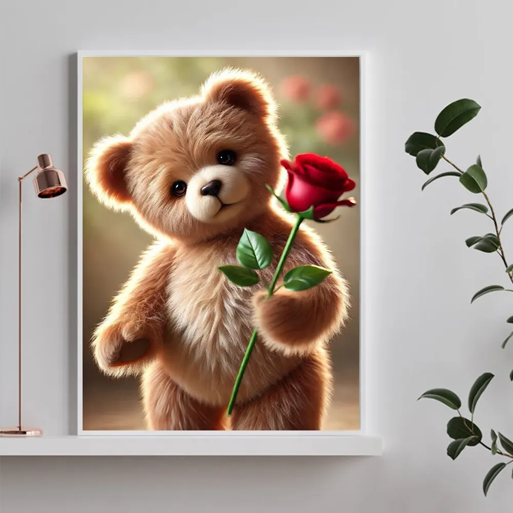 Diamond Painting - Full Round Drill - Rose Bear(Canvas|30*40cm)